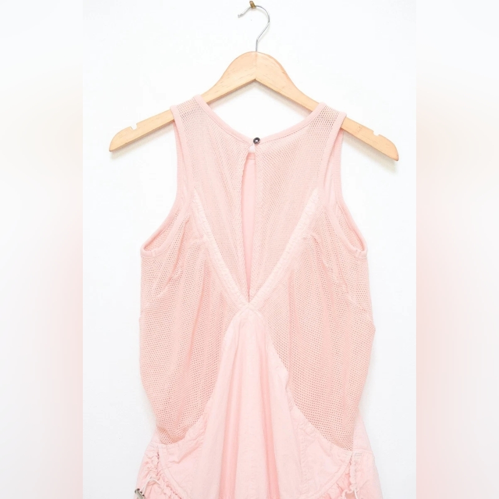 Anthropologie Daily Practice Hill Up Tiered Drop Waist Mesh Dress Pink Size XS - Picture 9 of 14